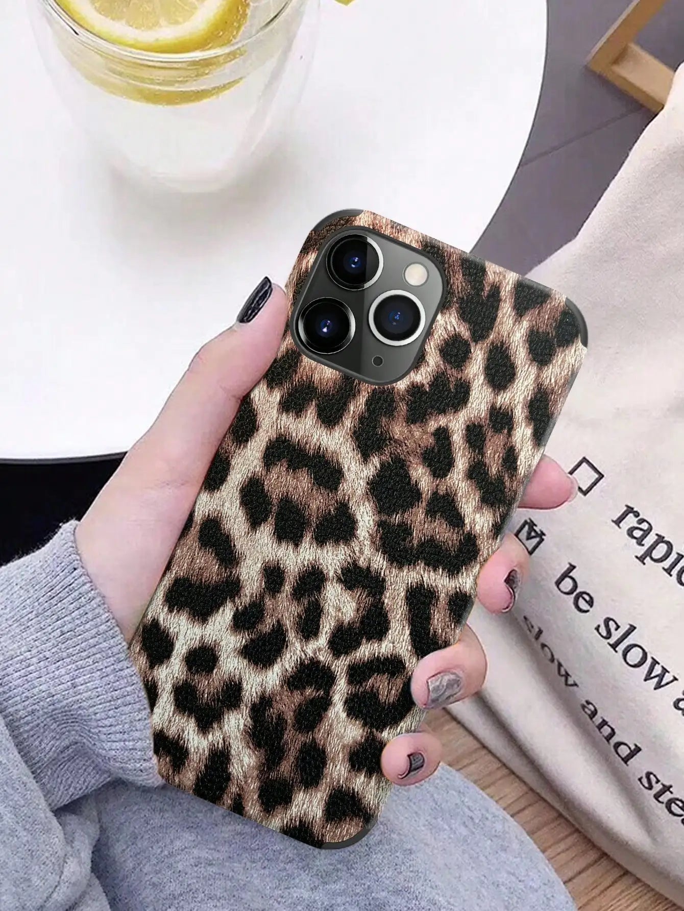 Leopard Print PU Leather iPhone Case – Anti-Fall Shockproof Belt Grip Cover for iPhone 11 to 16 Series