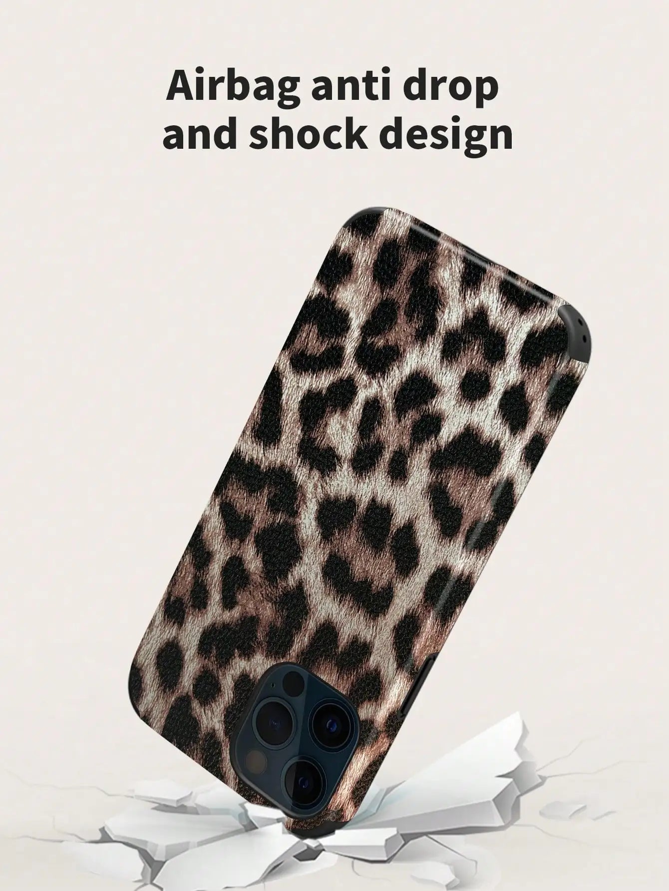 Leopard Print PU Leather iPhone Case – Anti-Fall Shockproof Belt Grip Cover for iPhone 11 to 16 Series