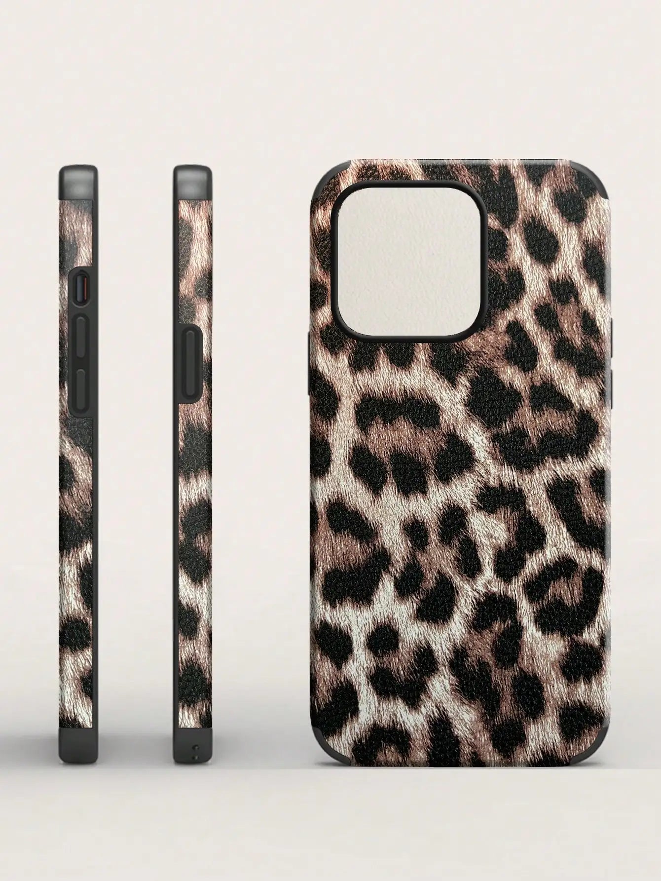 Leopard Print PU Leather iPhone Case – Anti-Fall Shockproof Belt Grip Cover for iPhone 11 to 16 Series
