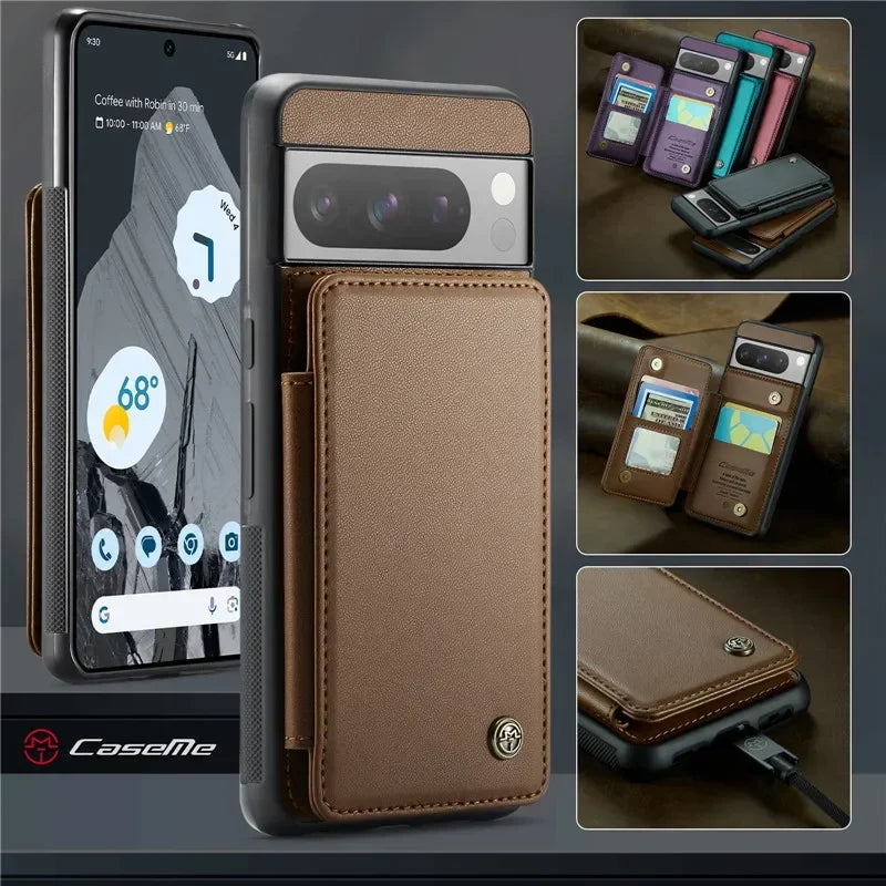 EUcagr™ Luxury Magnetic Wallet PU Leather Case for Google Pixel 9/8/7 Series – Card Holder & Pocket Cover