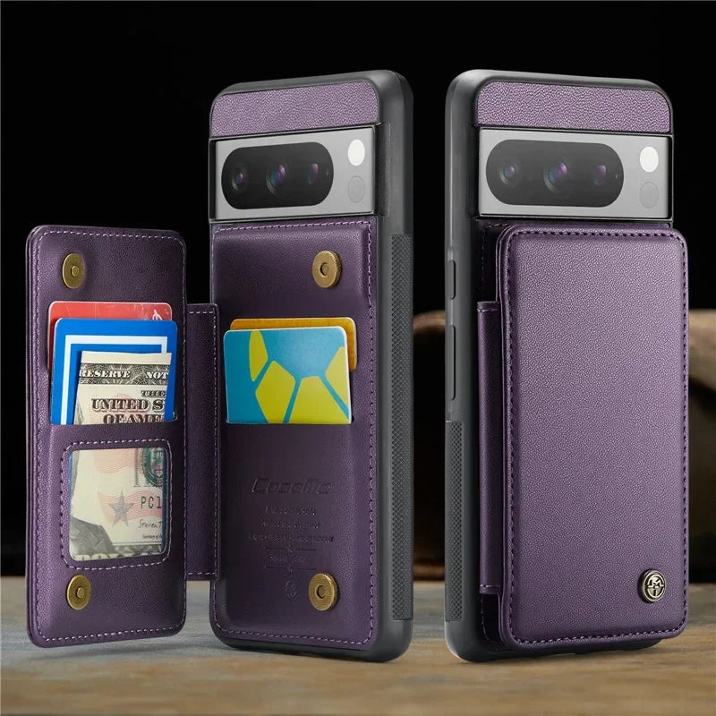EUcagr™ Luxury Magnetic Wallet PU Leather Case for Google Pixel 9/8/7 Series – Card Holder & Pocket Cover