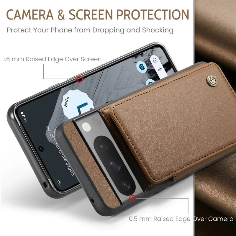 EUcagr™ Luxury Magnetic Wallet PU Leather Case for Google Pixel 9/8/7 Series – Card Holder & Pocket Cover