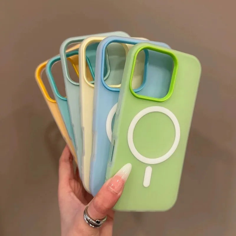 Luxury Candy Color MagSafe Matte Case – iPhone 11–16 Pro Max