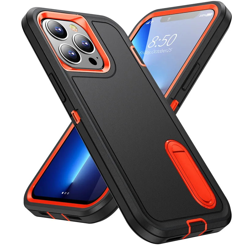 Military-Grade Hybrid Defender iPhone Case β Kickstand Shockproof Cover for iPhone 6 to 16 Pro Max
