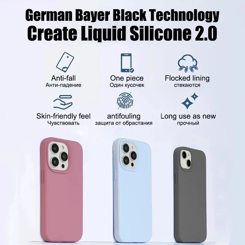 Liquid Silicone Shockproof Case for iPhone 11โ16 Pro Max