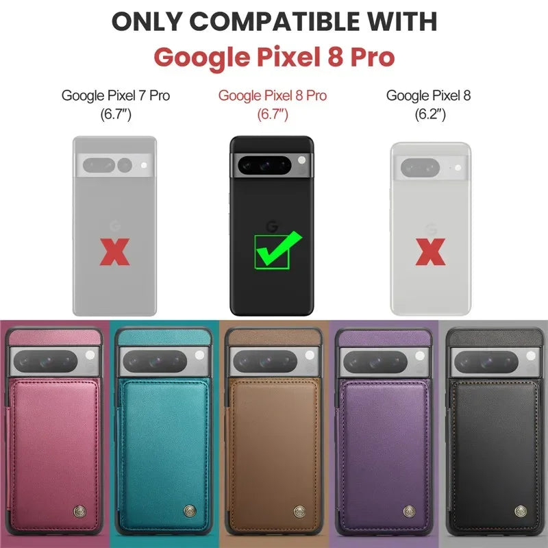 EUcagr™ Luxury Magnetic Wallet PU Leather Case for Google Pixel 9/8/7 Series – Card Holder & Pocket Cover