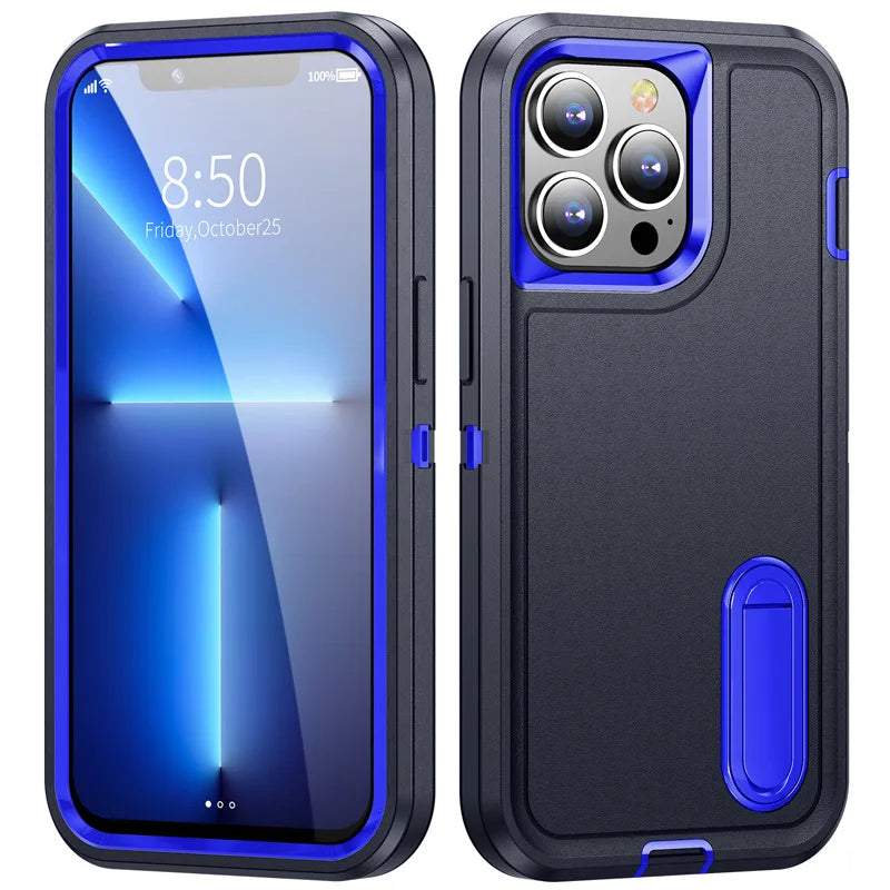 Military-Grade Hybrid Defender iPhone Case β Kickstand Shockproof Cover for iPhone 6 to 16 Pro Max
