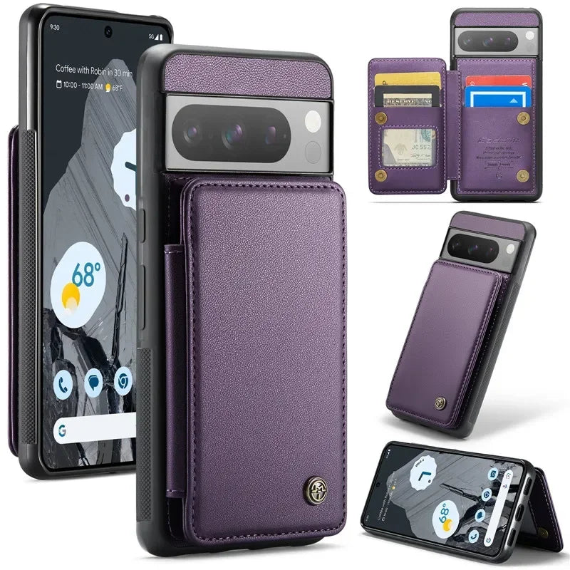 EUcagr™ Luxury Magnetic Wallet PU Leather Case for Google Pixel 9/8/7 Series – Card Holder & Pocket Cover