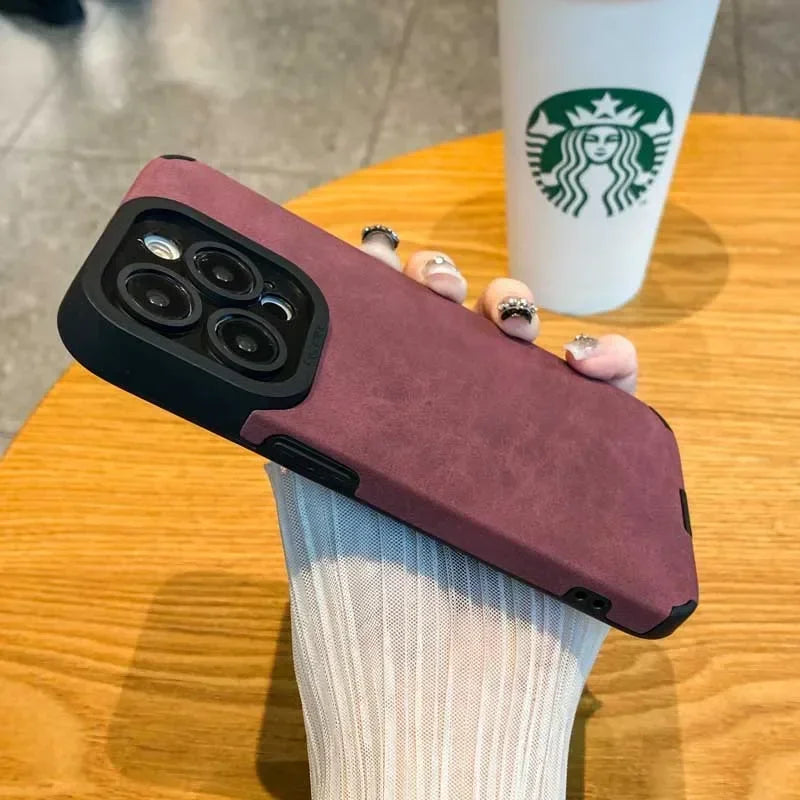Luxury Fur Leather Case with Full Lens Protection – iPhone 11–16 Series