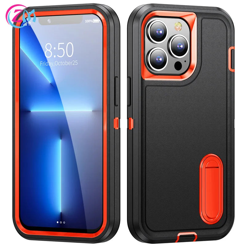 Military-Grade Hybrid Defender iPhone Case β Kickstand Shockproof Cover for iPhone 6 to 16 Pro Max