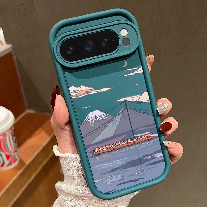 Solid Color Landscape TPU Case for Google Pixel 8/7/9 Pro Series