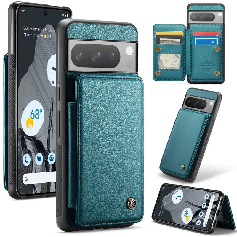 EUcagr™ Luxury Magnetic Wallet PU Leather Case for Google Pixel 9/8/7 Series – Card Holder & Pocket Cover