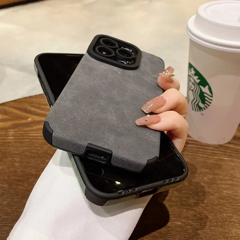 Luxury Fur Leather Case with Full Lens Protection – iPhone 11–16 Series