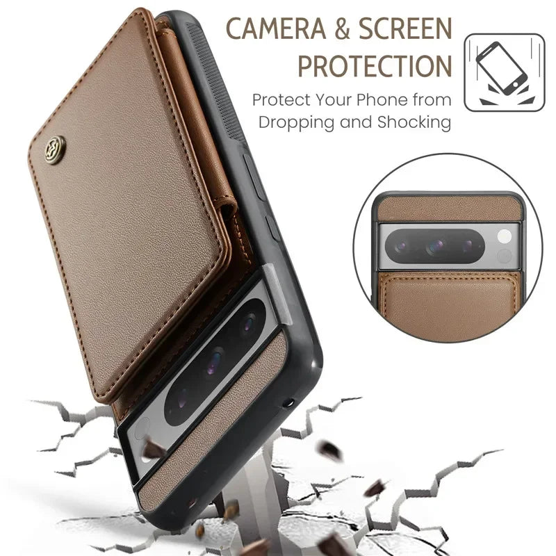 EUcagr™ Luxury Magnetic Wallet PU Leather Case for Google Pixel 9/8/7 Series – Card Holder & Pocket Cover