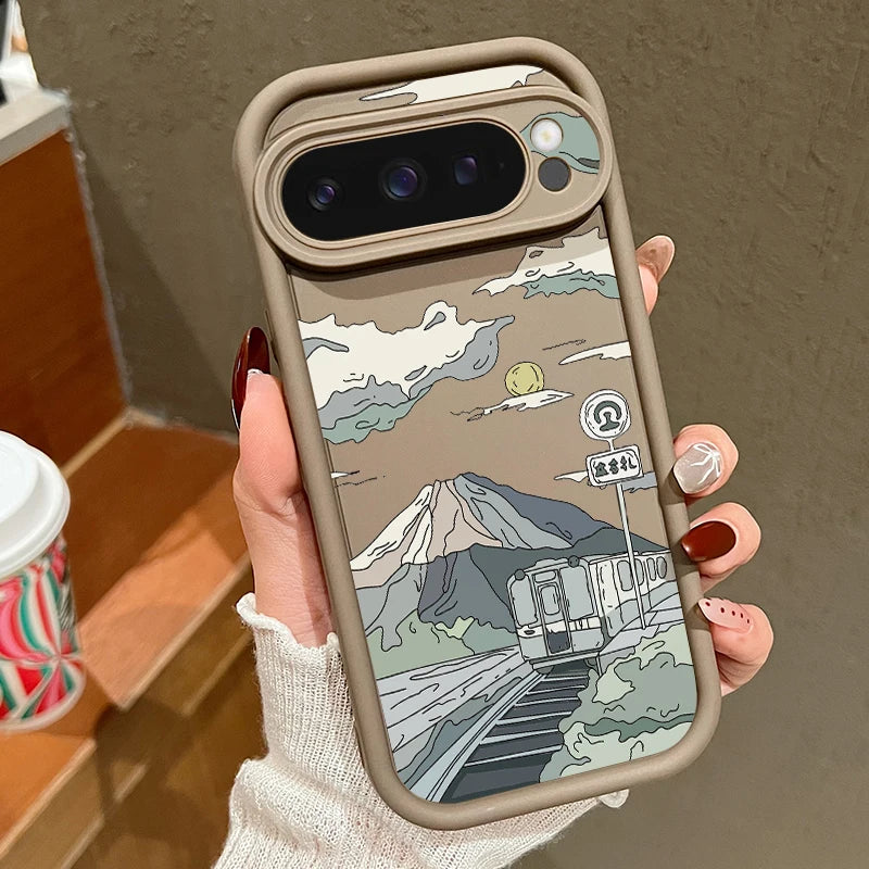 Solid Color Landscape TPU Case for Google Pixel 8/7/9 Pro Series