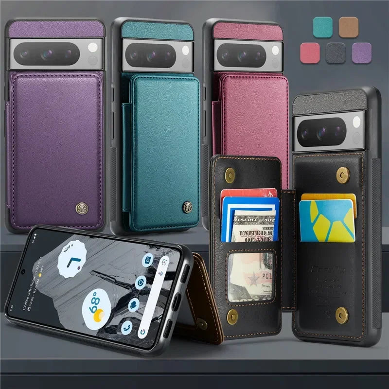 EUcagr™ Luxury Magnetic Wallet PU Leather Case for Google Pixel 9/8/7 Series – Card Holder & Pocket Cover