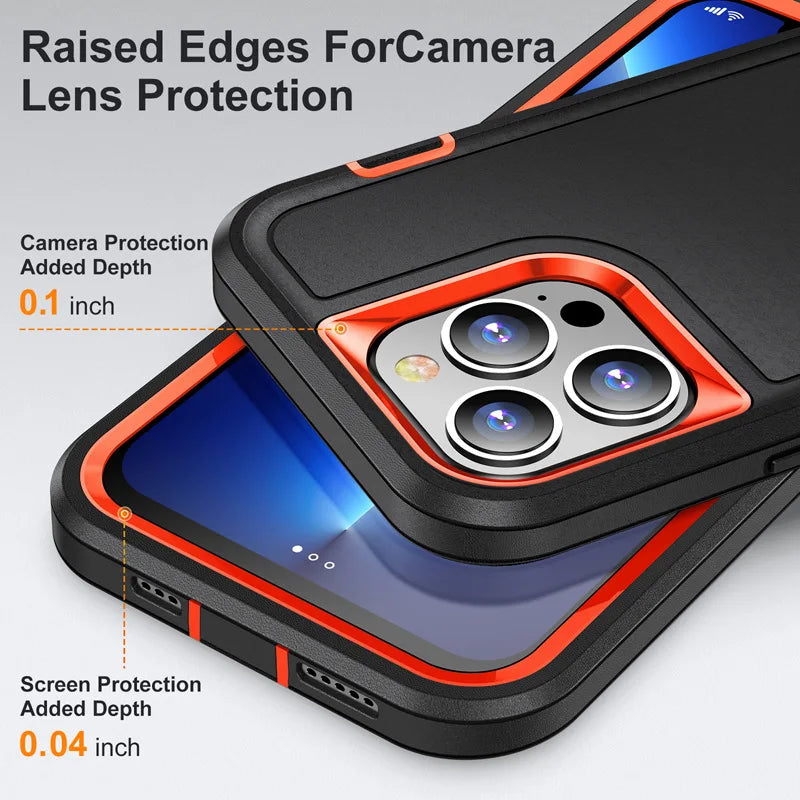 Military-Grade Hybrid Defender iPhone Case β Kickstand Shockproof Cover for iPhone 6 to 16 Pro Max