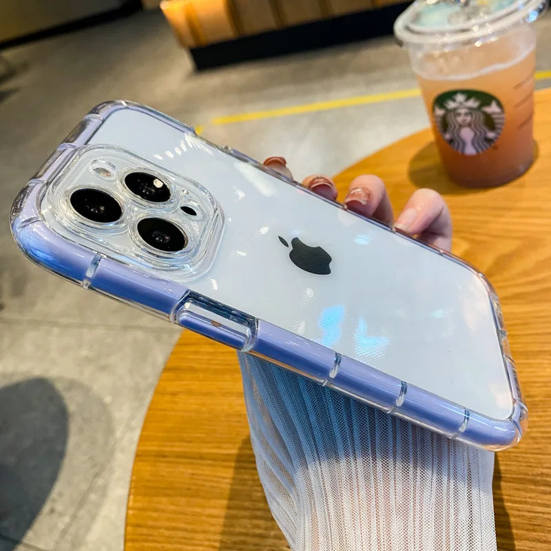Luxury Clear Shockproof Case with Night Glow Bumper – iPhone 7 to 16 Pro Max