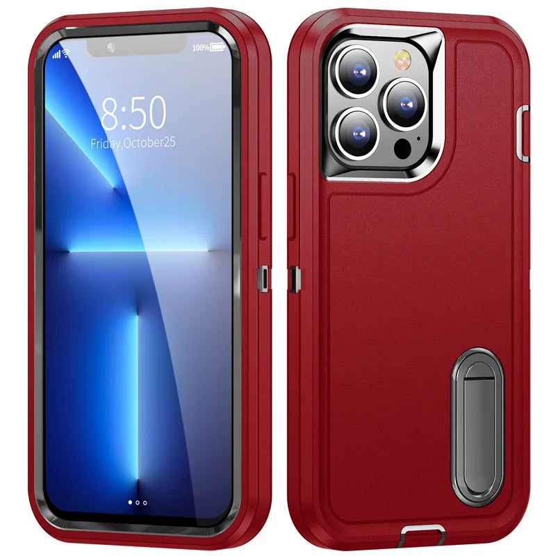 Military-Grade Hybrid Defender iPhone Case β Kickstand Shockproof Cover for iPhone 6 to 16 Pro Max