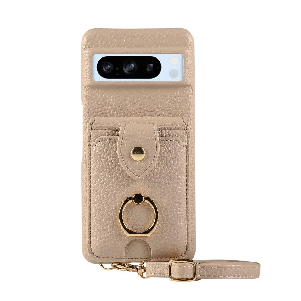 Crossbody Ring Stand Mirror Wallet Phone Case for Google Pixel 9/8/7/6 – Card Holder & Leather Protective Cover