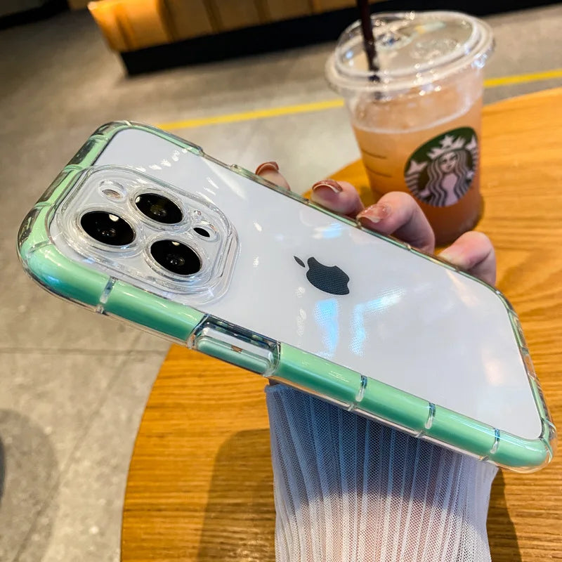 Luxury Clear Shockproof Case with Night Glow Bumper – iPhone 7 to 16 Pro Max