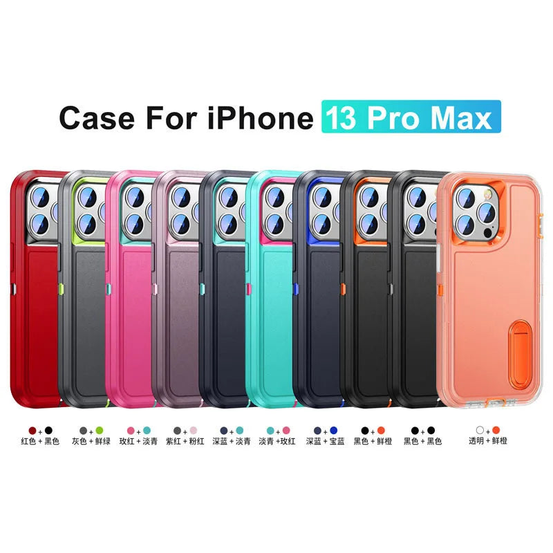 Military-Grade Hybrid Defender iPhone Case β Kickstand Shockproof Cover for iPhone 6 to 16 Pro Max
