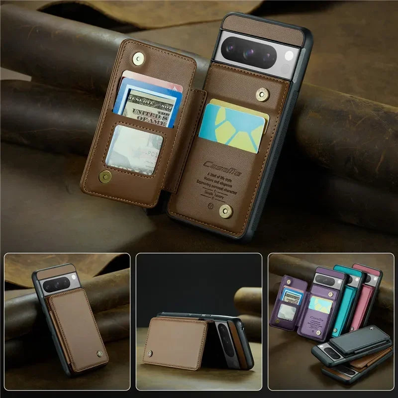 EUcagr™ Luxury Magnetic Wallet PU Leather Case for Google Pixel 9/8/7 Series – Card Holder & Pocket Cover