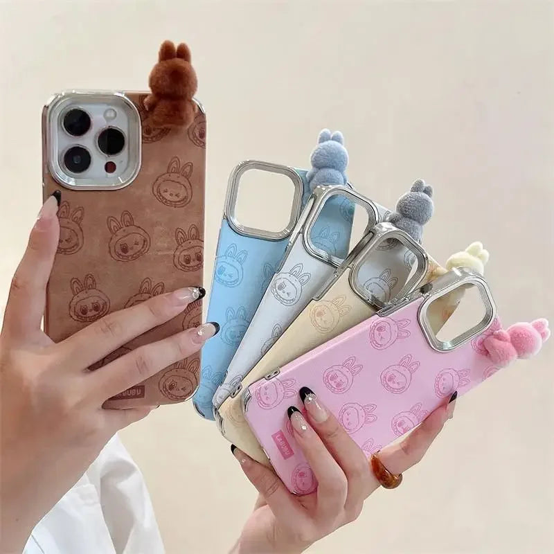 3D Cartoon Labubu Doll iPhone Case β Cute & Protective Cover for iPhone 11 to 16 Series