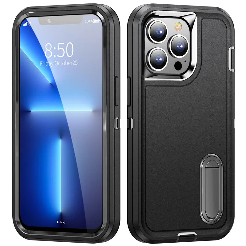 Military-Grade Hybrid Defender iPhone Case β Kickstand Shockproof Cover for iPhone 6 to 16 Pro Max