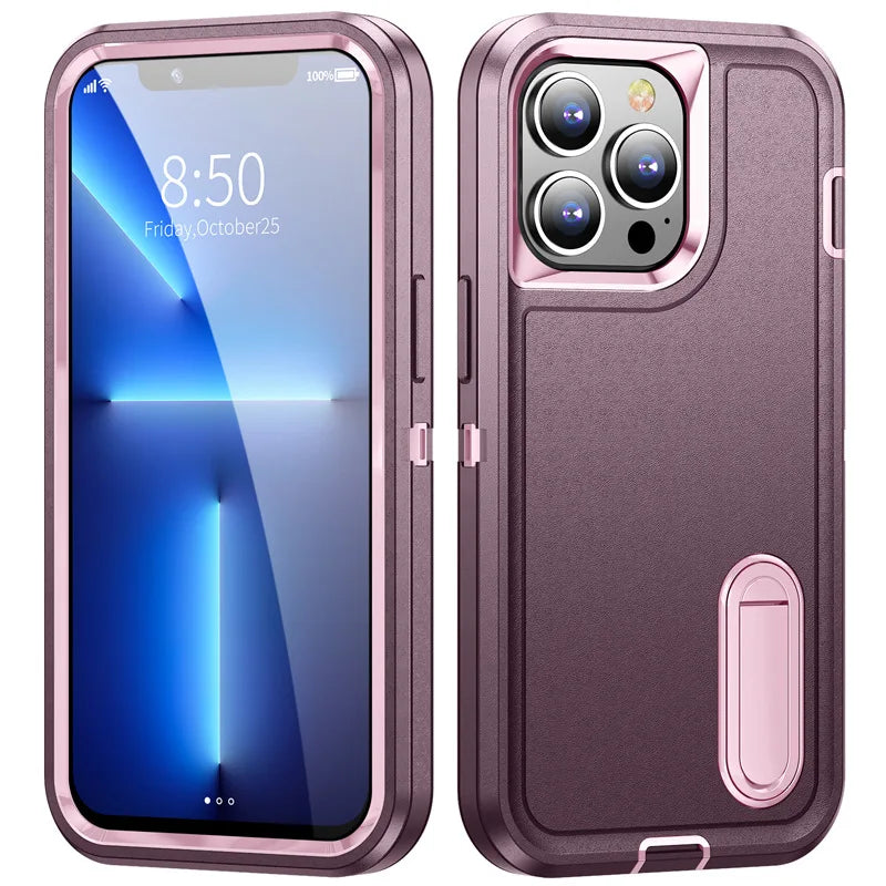Military-Grade Hybrid Defender iPhone Case β Kickstand Shockproof Cover for iPhone 6 to 16 Pro Max
