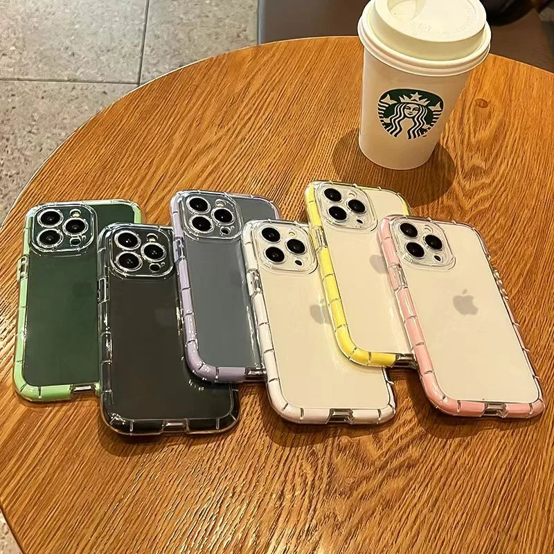 Luxury Clear Shockproof Case with Night Glow Bumper – iPhone 7 to 16 Pro Max