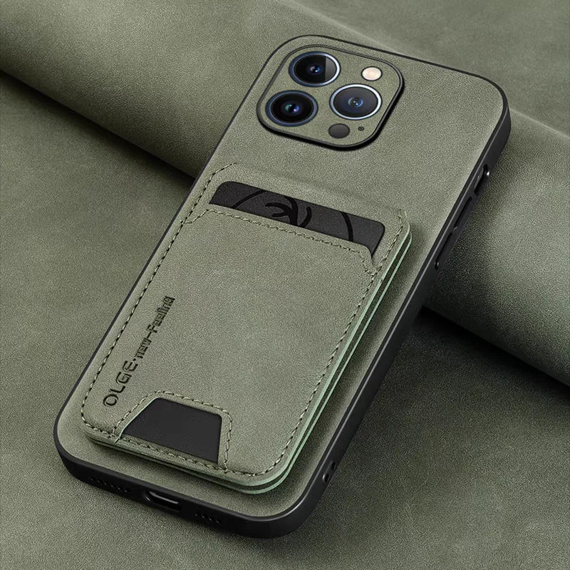 Luxury Faux Leather Wallet Case for iPhone 11–16 Pro Max