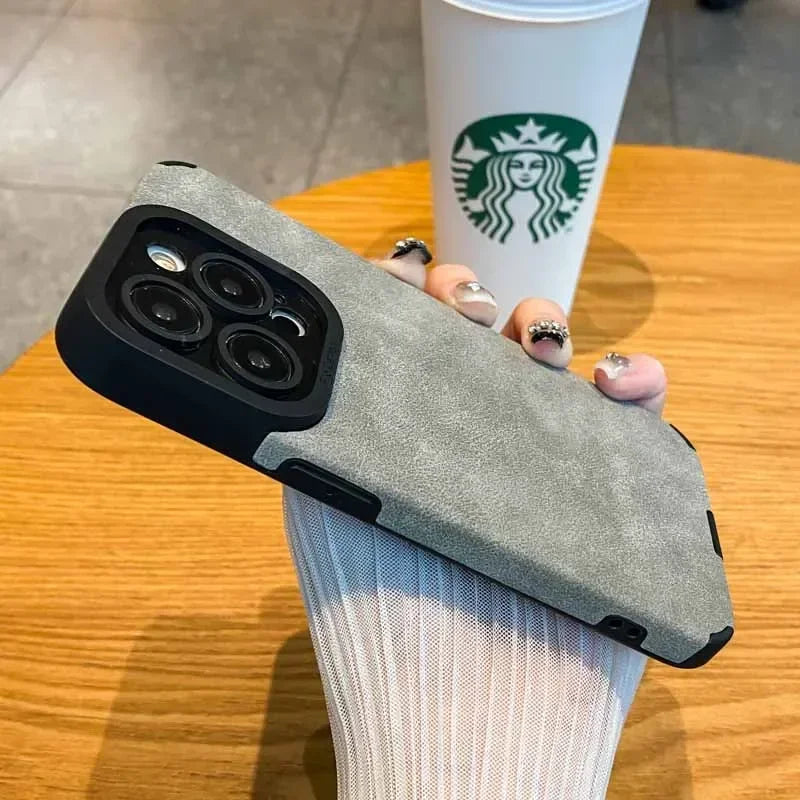 Luxury Fur Leather Case with Full Lens Protection – iPhone 11–16 Series