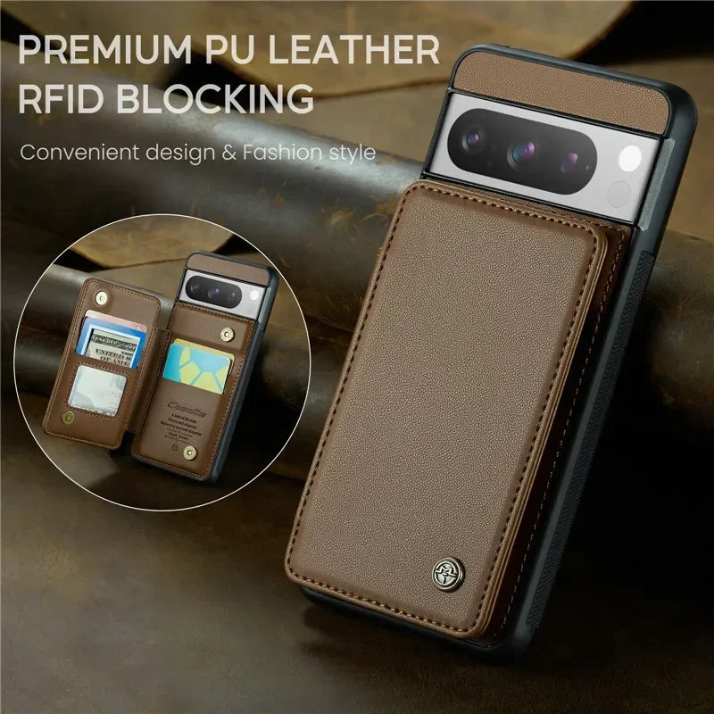 EUcagr™ Luxury Magnetic Wallet PU Leather Case for Google Pixel 9/8/7 Series – Card Holder & Pocket Cover