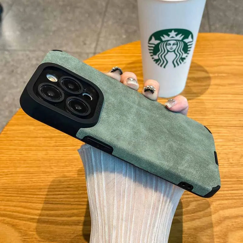 Luxury Fur Leather Case with Full Lens Protection – iPhone 11–16 Series