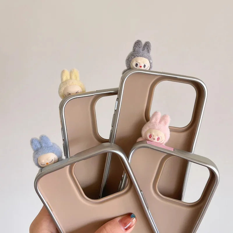 3D Cartoon Labubu Doll iPhone Case β Cute & Protective Cover for iPhone 11 to 16 Series