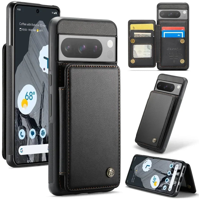 EUcagr™ Luxury Magnetic Wallet PU Leather Case for Google Pixel 9/8/7 Series – Card Holder & Pocket Cover
