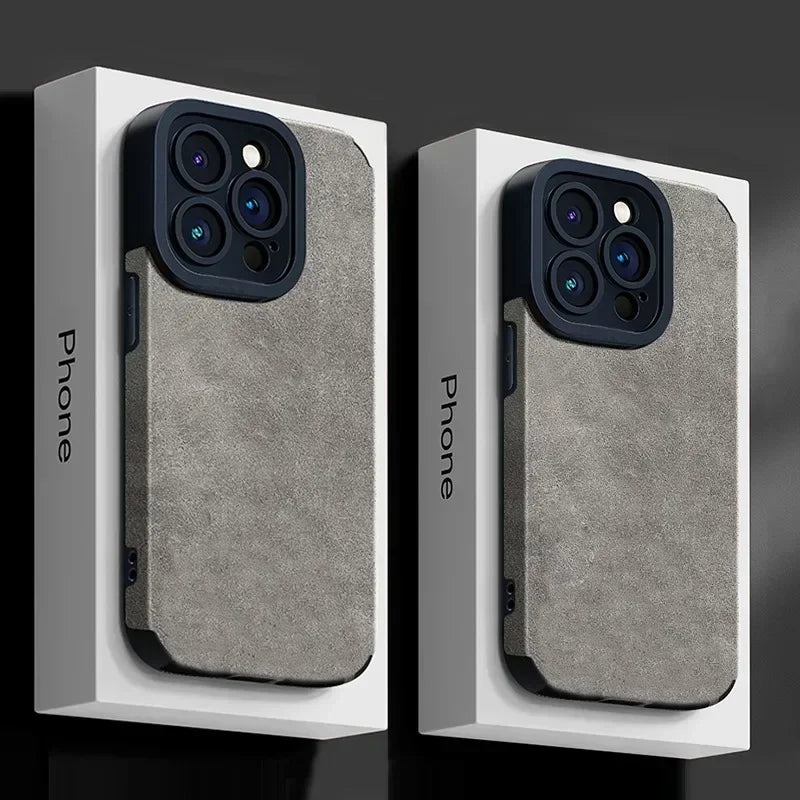 Luxury Fur Leather Case with Full Lens Protection – iPhone 11–16 Series