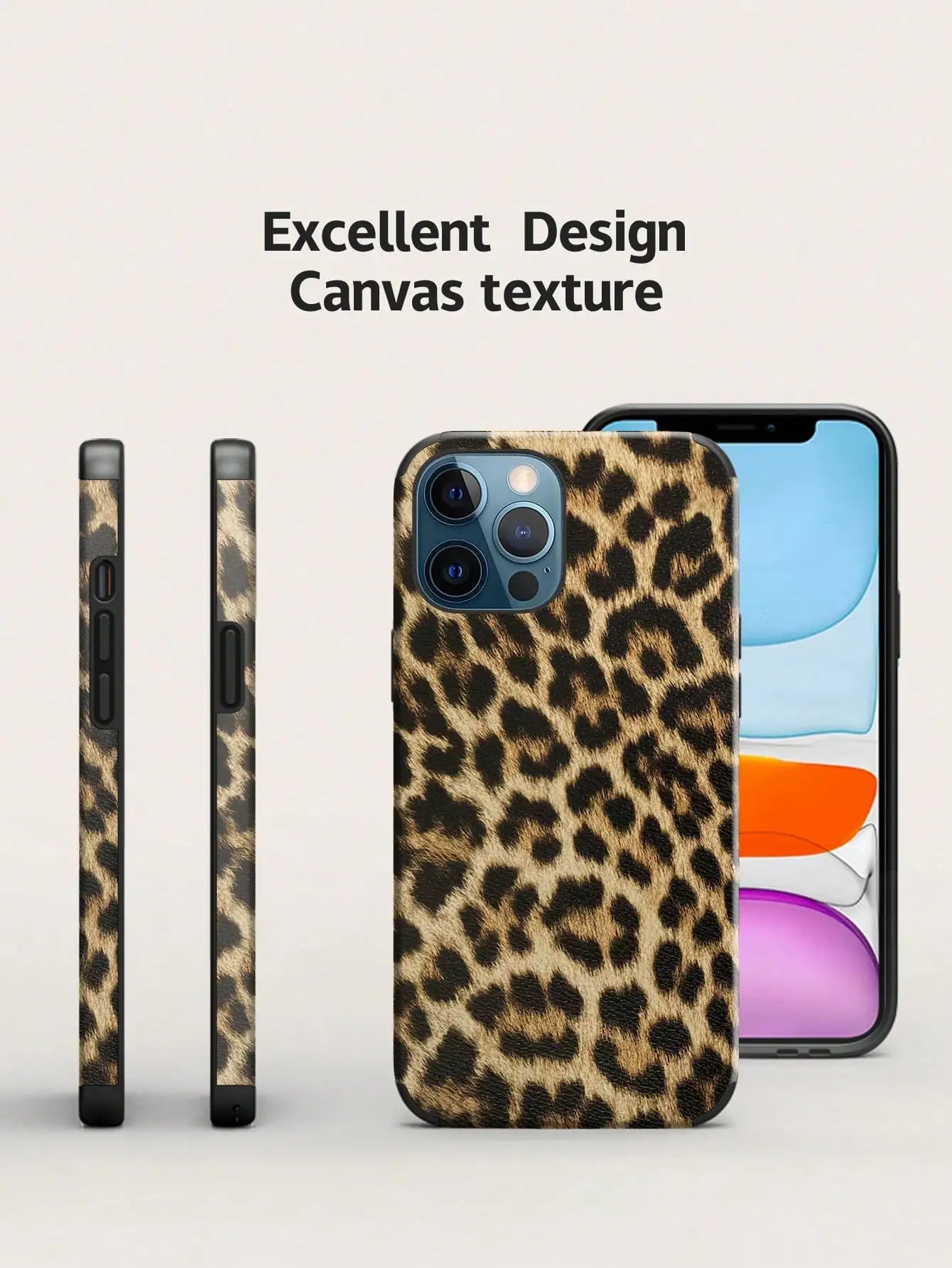 Leopard Print PU Leather iPhone Case – Anti-Fall Shockproof Belt Grip Cover for iPhone 11 to 16 Series