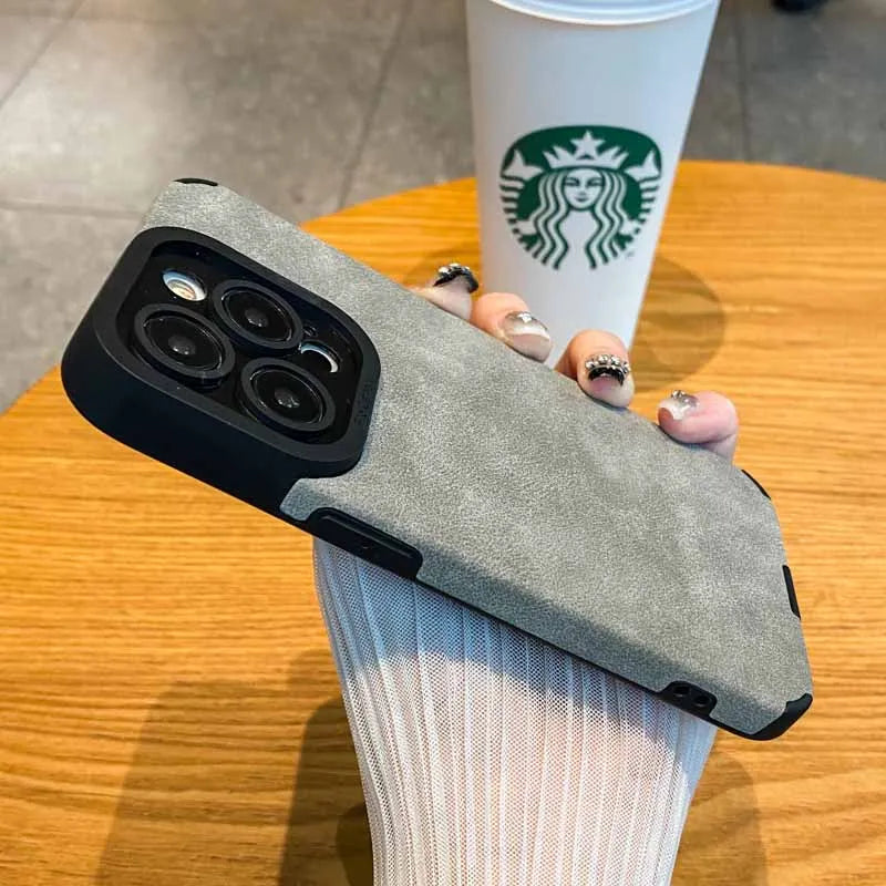 Luxury Fur Leather Case with Full Lens Protection – iPhone 11–16 Series