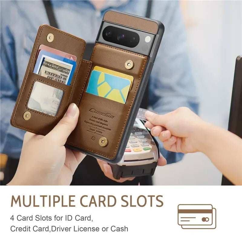 EUcagr™ Luxury Magnetic Wallet PU Leather Case for Google Pixel 9/8/7 Series – Card Holder & Pocket Cover