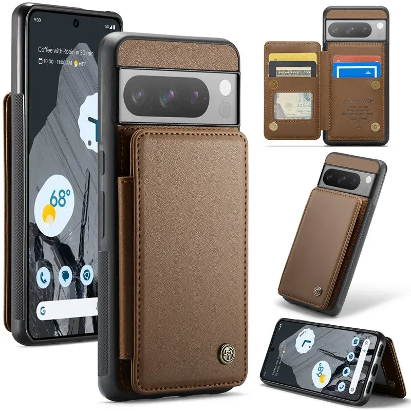 EUcagr™ Luxury Magnetic Wallet PU Leather Case for Google Pixel 9/8/7 Series – Card Holder & Pocket Cover