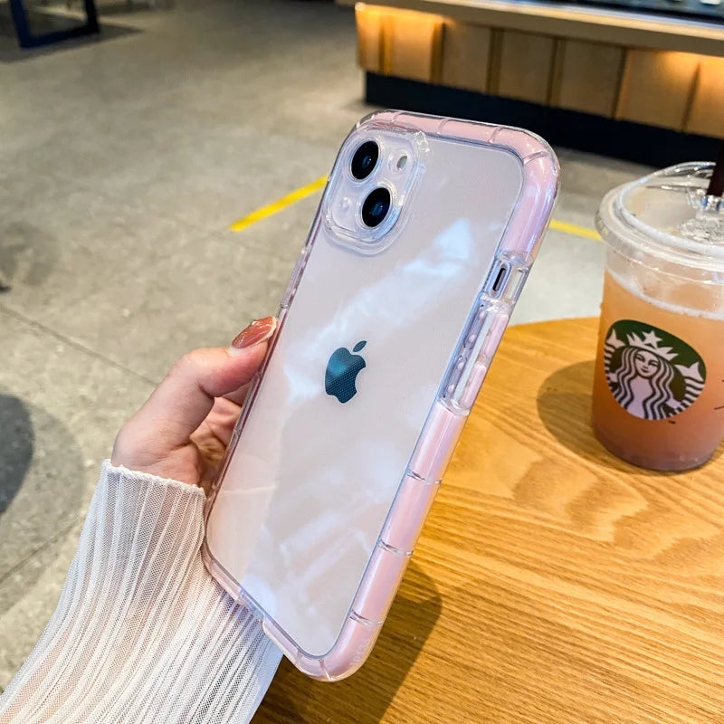 Luxury Clear Shockproof Case with Night Glow Bumper – iPhone 7 to 16 Pro Max