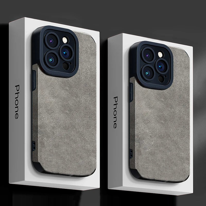 Luxury Fur Leather Case with Full Lens Protection – iPhone 11–16 Series