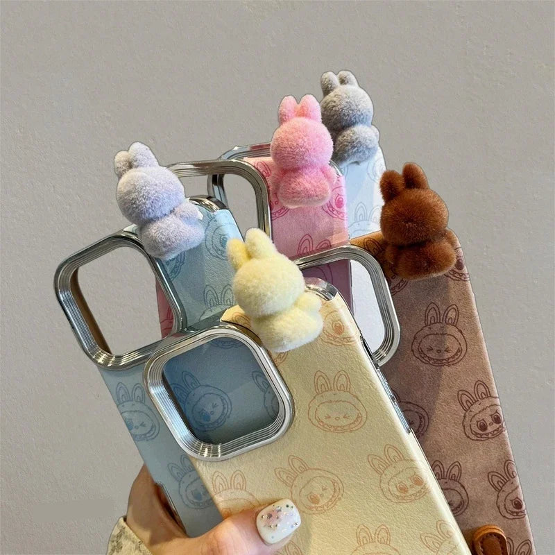 3D Cartoon Labubu Doll iPhone Case β Cute & Protective Cover for iPhone 11 to 16 Series