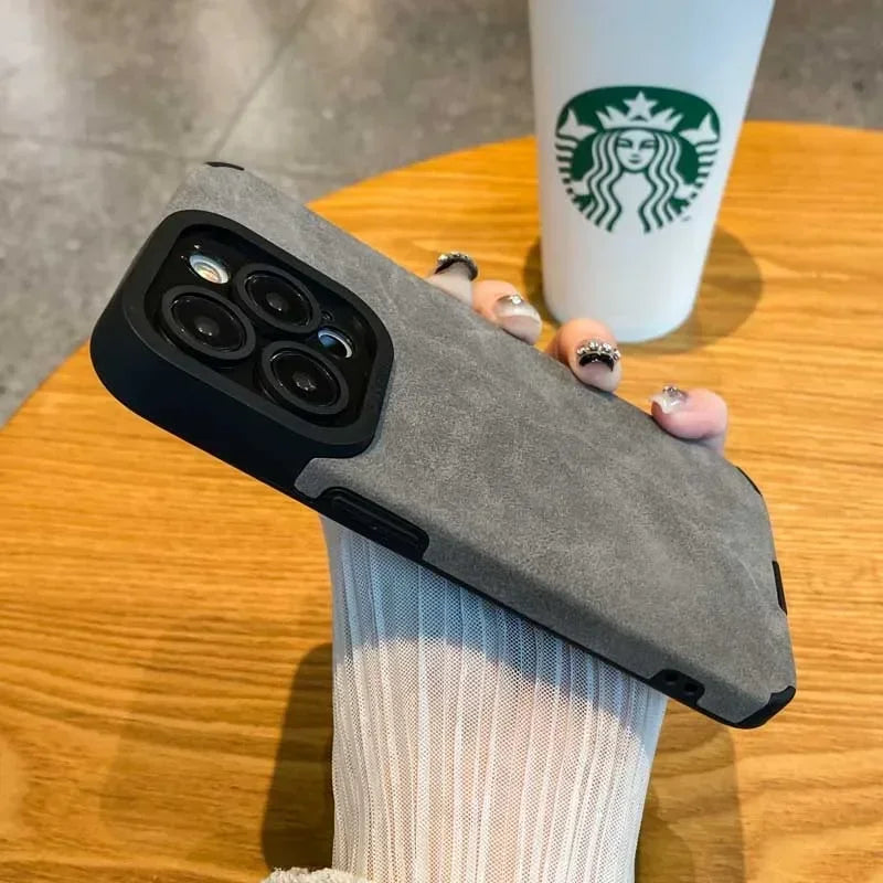 Luxury Fur Leather Case with Full Lens Protection – iPhone 11–16 Series