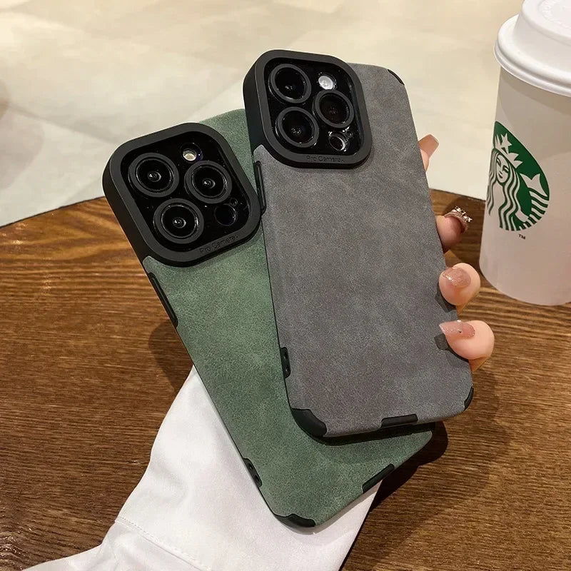 Luxury Fur Leather Case with Full Lens Protection – iPhone 11–16 Series