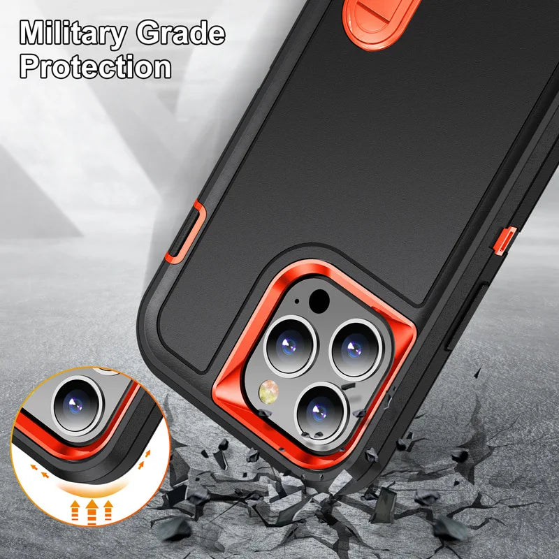 Military-Grade Hybrid Defender iPhone Case β Kickstand Shockproof Cover for iPhone 6 to 16 Pro Max