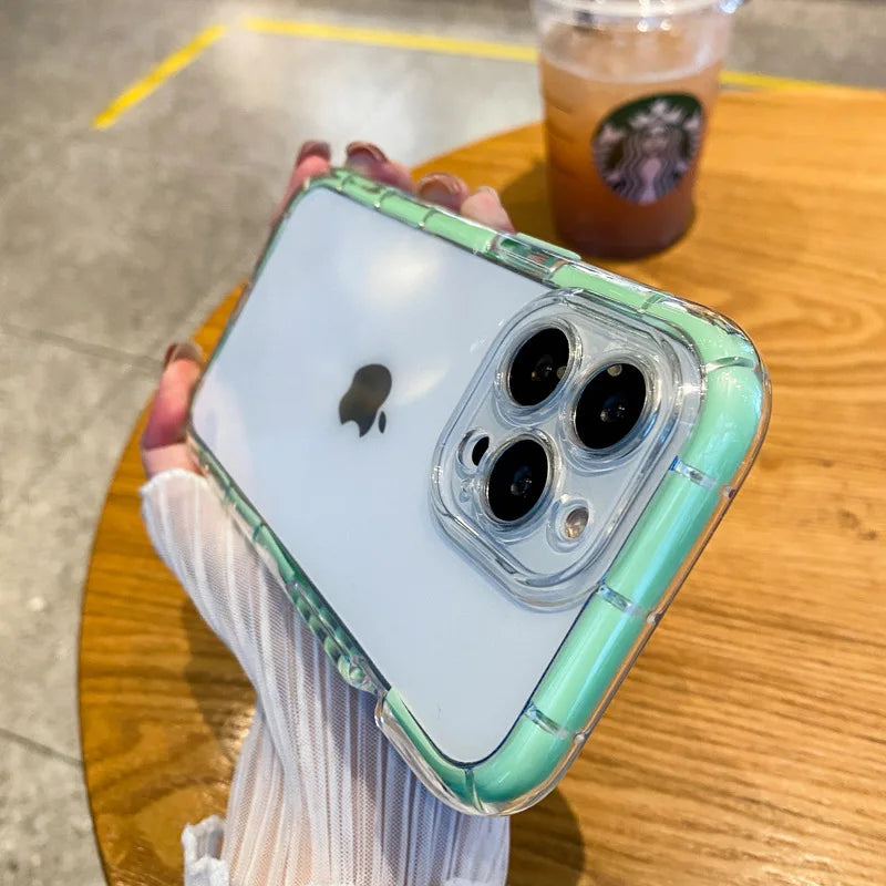 Luxury Clear Shockproof Case with Night Glow Bumper – iPhone 7 to 16 Pro Max