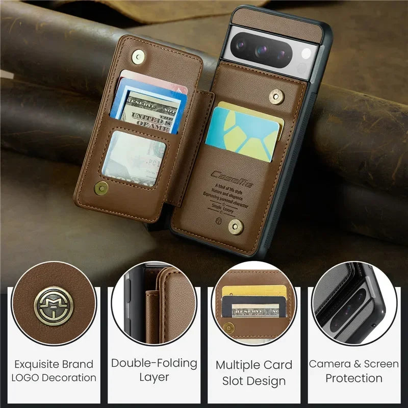 EUcagr™ Luxury Magnetic Wallet PU Leather Case for Google Pixel 9/8/7 Series – Card Holder & Pocket Cover